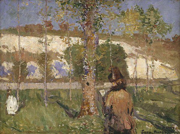 John Peter Russell Madame Sisley on the banks of the Loing at Moret France oil painting art